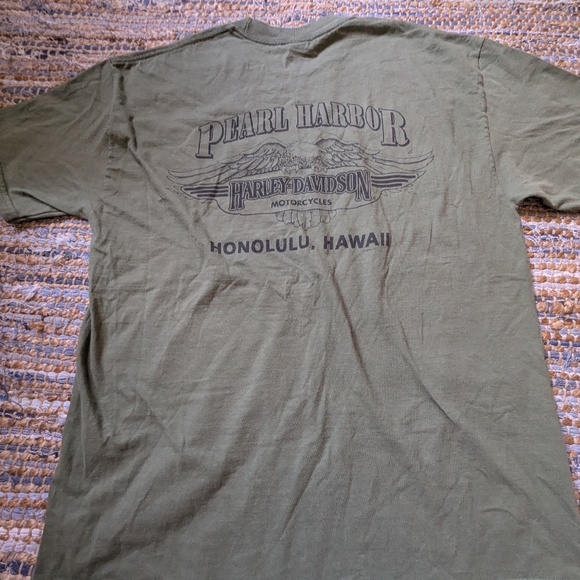 Vtg 1997 Harley-Davidson Pearl Harbor Honolulu Hawaii T Shirt XL Green WLA-45 Mi - Picture 7 of 9